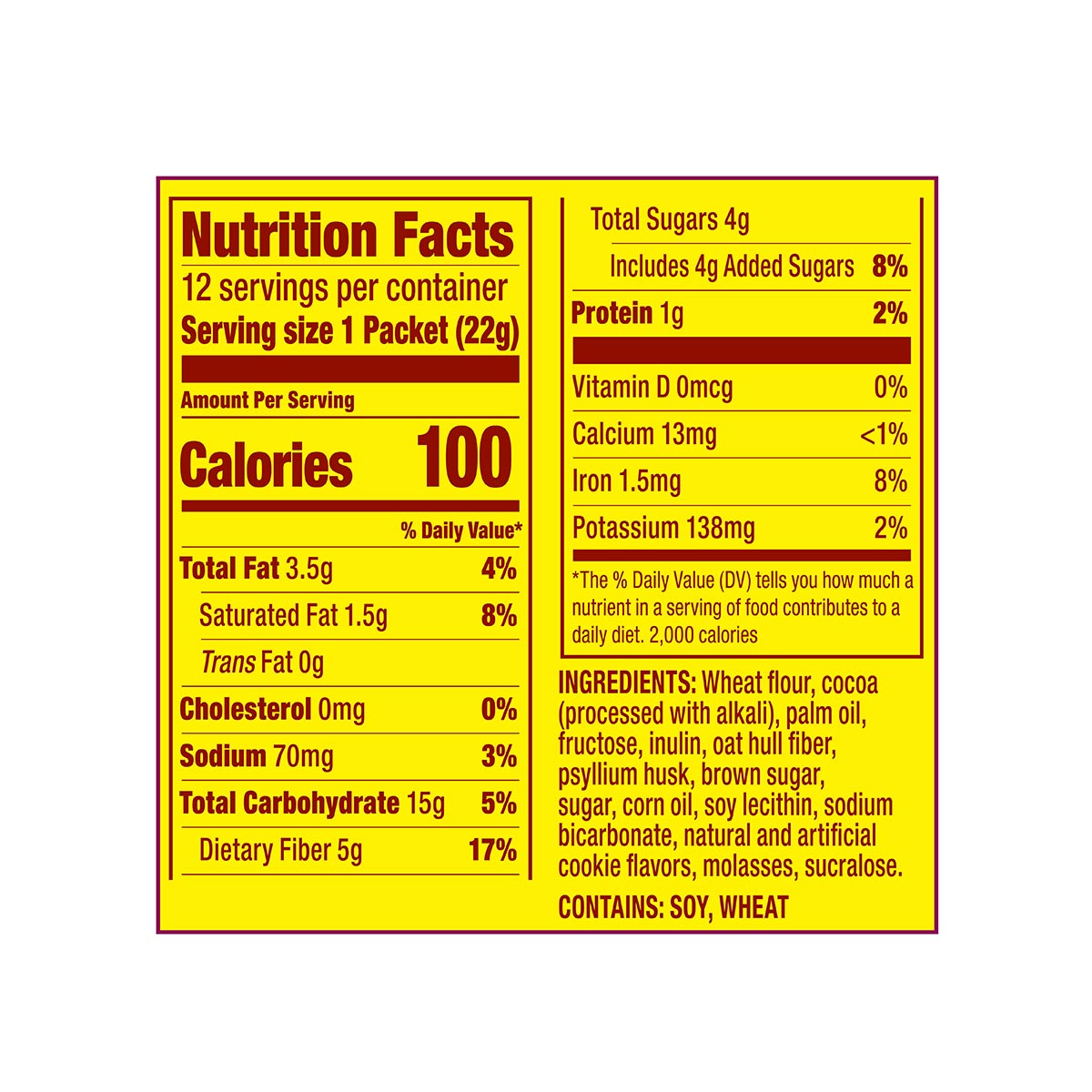 Sugar free metamucil nutrition facts