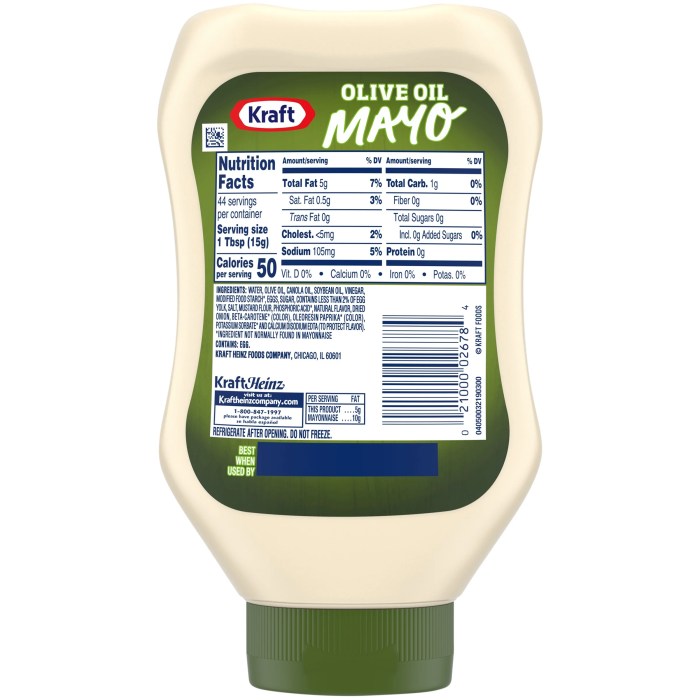 Olive oil mayonnaise nutrition facts