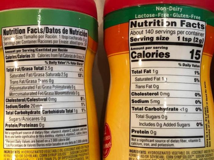 Coffee mate sugar free nutrition facts